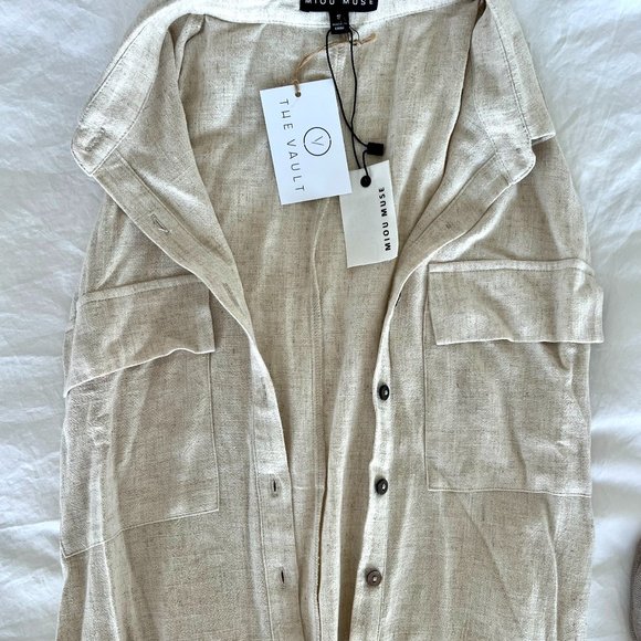 Miou Muse Oatmeal Button Down Jumpsuit - Picture 7 of 11